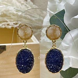 Cora Brilliant Blue Geometric Drop Earrings